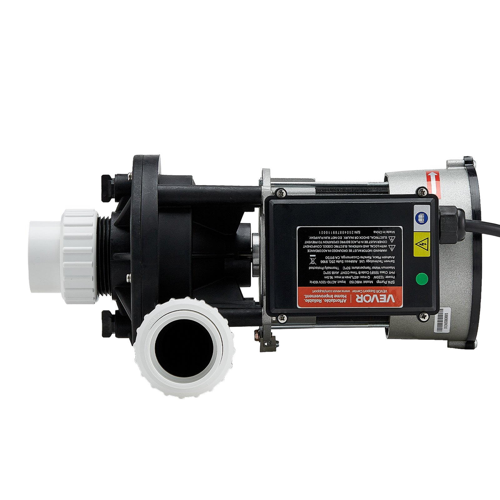 VEVOR SPA Pump, 1.5 HP, 110V Hot Tub Bathtub Circulation Pump with 1.5-Inch Port, 107.5 GPM Max Flow Rate, 54.13 ft/16.5 m Max Head Lift, 110-120V 60Hz, for Gecko #34-402-5002, Watkins #1431501-03