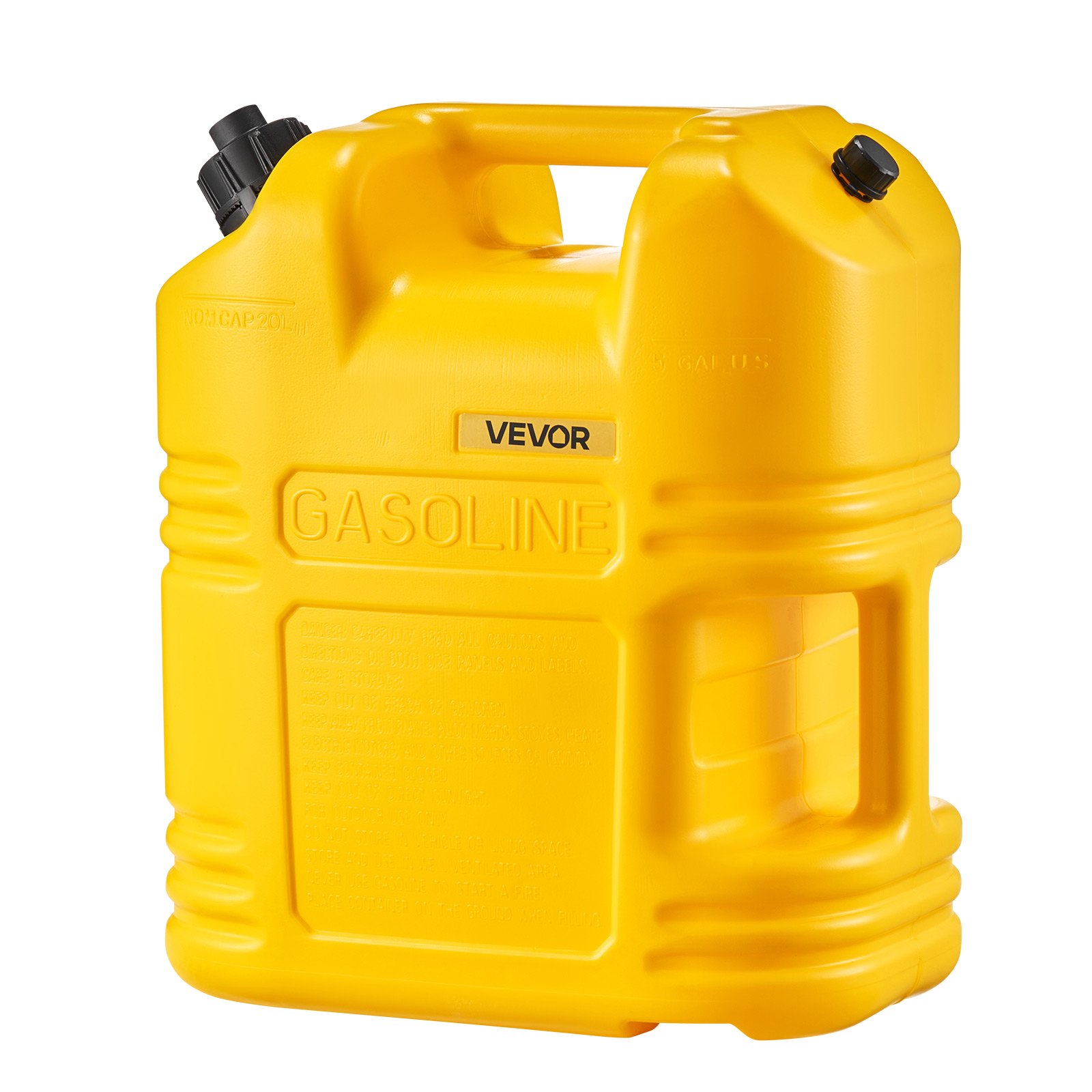 VEVOR Fuel Container, 19 L, Gas Tank with Spout & Clear Scale, 15 L/min Max Flow Rate, Secure & Leak-proof, Portable Flat Fluid Container for Most Cars Motorcycle SUV ATV UTV, Yellow, 1 Pack