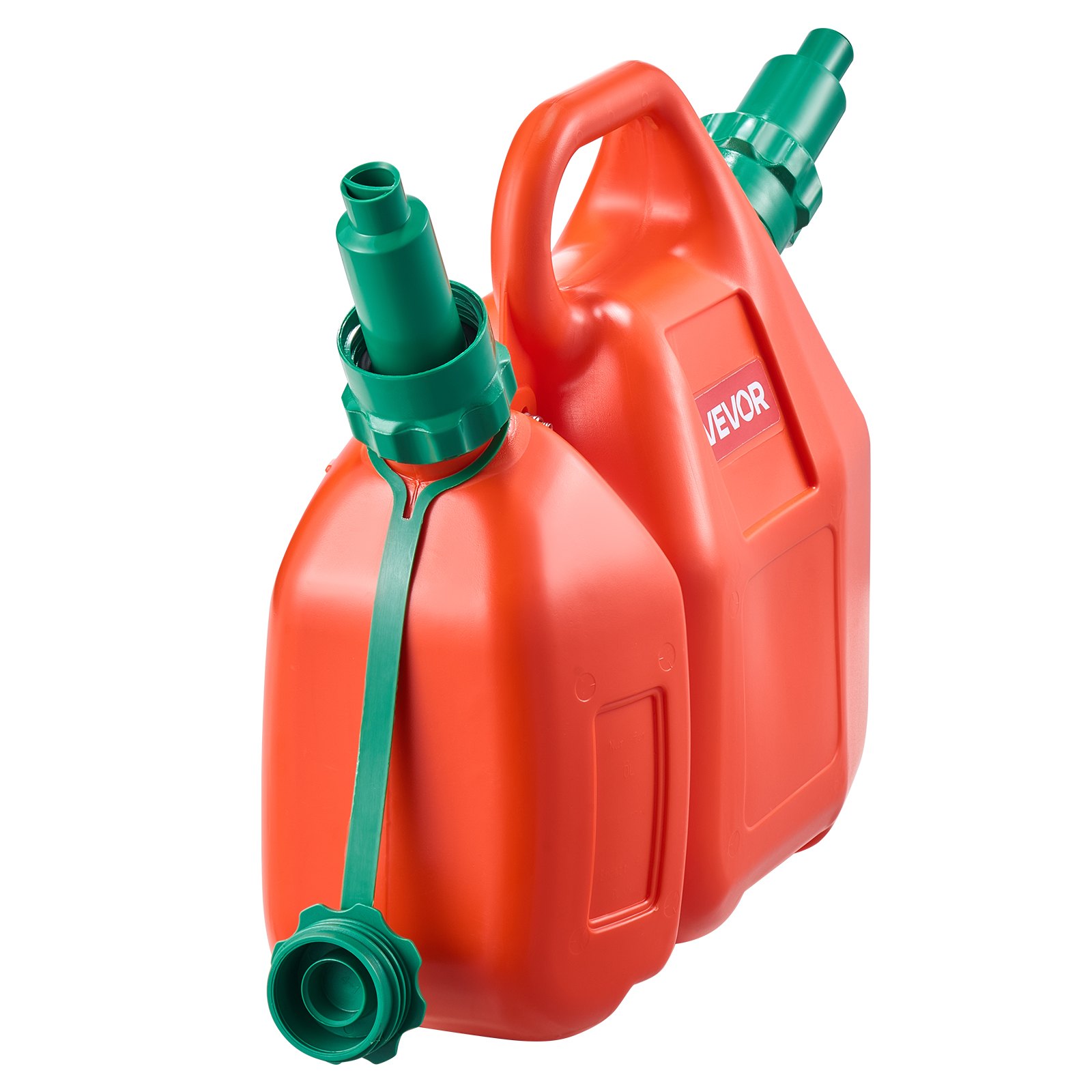 Contenedor de combustible VEVOR, 1.6 galones, tanque de combustible con boquilla y contenedor de aceite adicional de 0.5 galones, caudal máximo de 5.5 l/min, contenedor plano portátil y a prueba de fugas para la mayoría de automóviles, motocicletas, cuatrimotos y vehículos utilitarios.