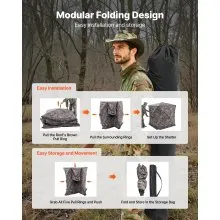 Portable Hunting Blind See Through Ground Deer Blinds 2-3 Person Carrying Bag