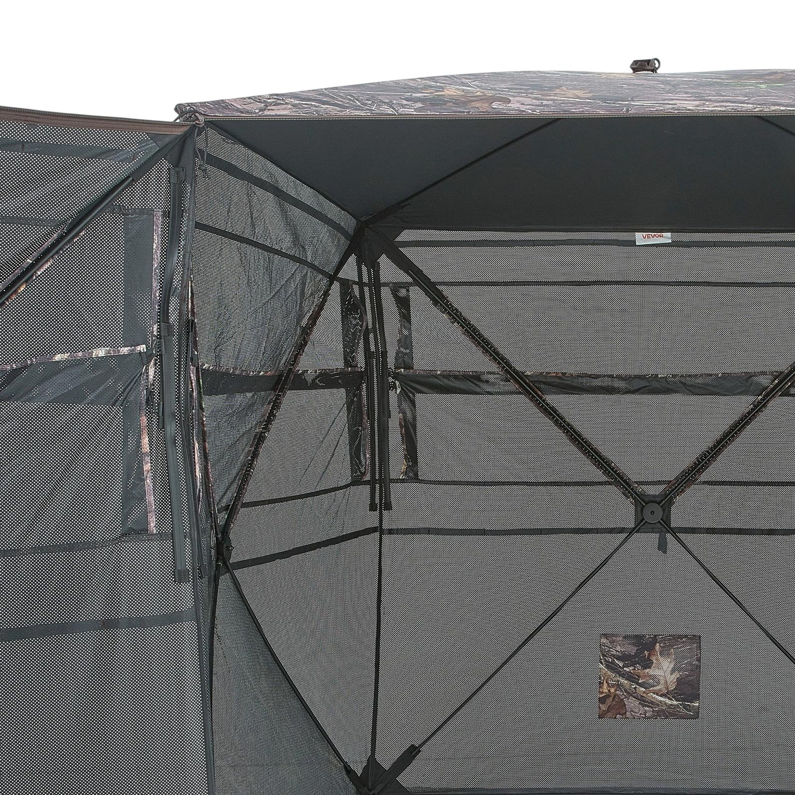 VEVOR Hunting Blind, 2-3 Person See Through Ground Blinds with Carrying Bag, 360 Degree Portable Camouflage Tent, Durable Concealed Shelter with Silent Side Door and Window, for Turkey and Deer