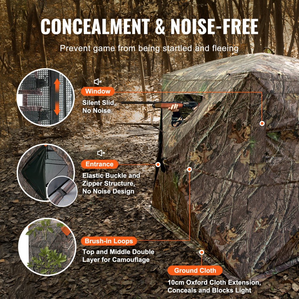 VEVOR Hunting Blind 270° See Through Ground Blind One-Way Mesh για 4-5 άτομα