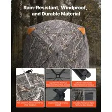 VEVOR Hunting Blind, 270° See Through Ground Blind, 4-5 Person Pop Up Deer Blind for Hunting with Carrying Bag, Portable Resilient Hunting Tent, One-Way See-Through Mesh for Turkey and Deer Hunting