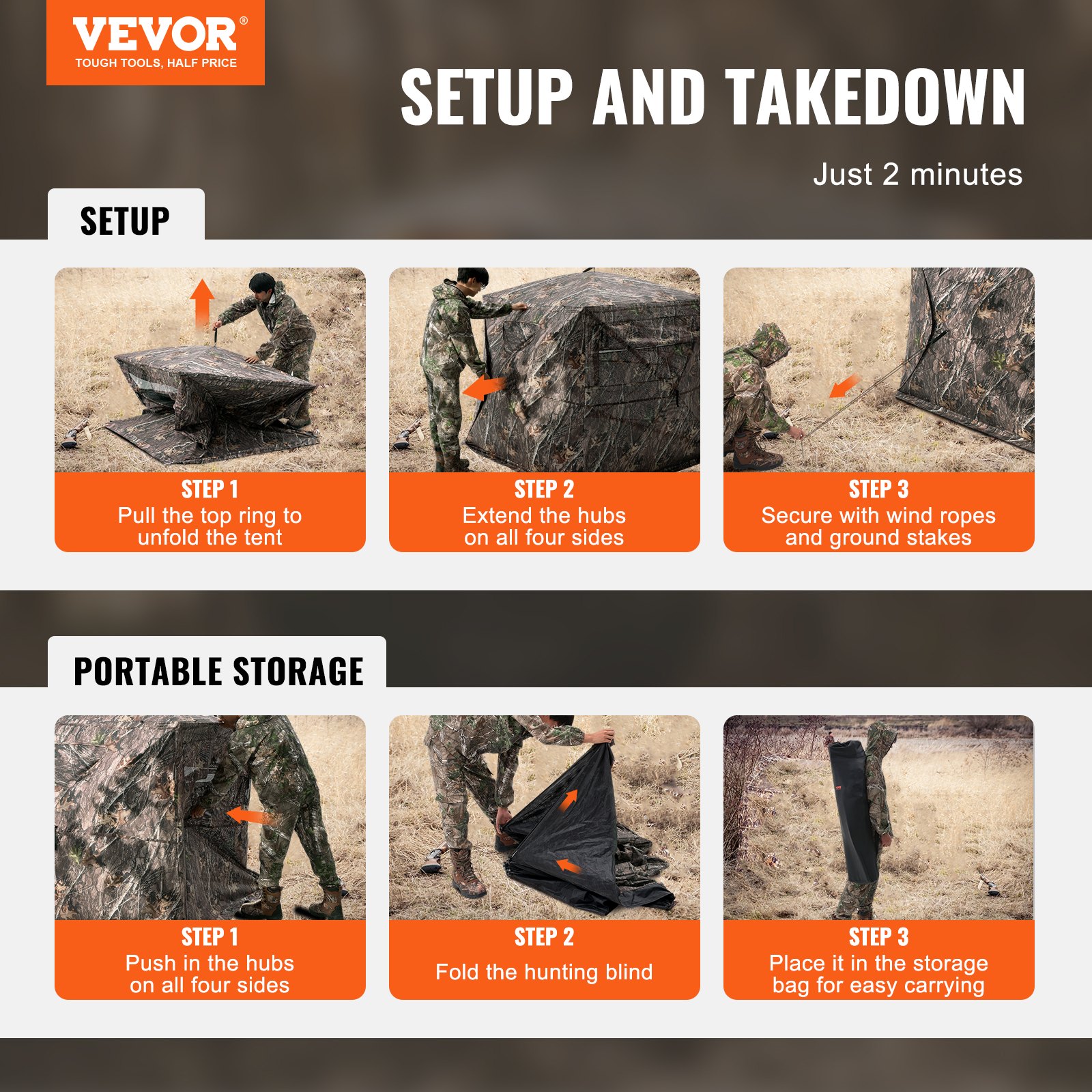 VEVOR Hunting Blind 270° See Through Ground Blind One-Way Mesh για 4-5 άτομα