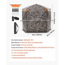 6-7 Person Portable Hunting Blind Ground Deer Duck Blind with Carrying Bag