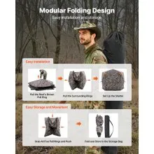 Portable Hunting Blind See Through Ground Deer Blinds 6-7 Person Carrying Bag