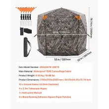 Portable Hunting Blind See Through Ground Deer Blinds 6-7 Person Carrying Bag
