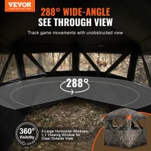 VEVOR Hunting Blind, 288° See Through Ground Blind, 6-7 Person Pop Up Deer Blind for Hunting with Carrying Bag, Portable Resilient Hunting Tent, 4 Horizontal Windows for Turkey and Deer Hunting