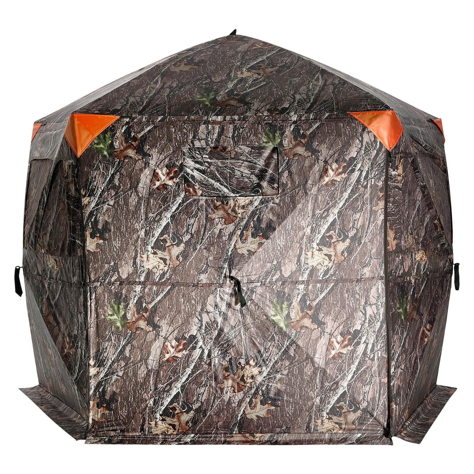 VEVOR Hunting Blind, 288° See Through Ground Blind, 6-7 Person Pop Up Deer Blind for Hunting with Carrying Bag, Portable Resilient Hunting Tent, 4 Horizontal Windows for Turkey and Deer Hunting