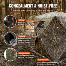 VEVOR Hunting Blind, 270° See Through Ground Blind, 1-2 Person Pop Up Deer Blind for Hunting with Carrying Bag, Portable Resilient Hunting Tent, 3 Horizontal Windows for Turkey and Deer Hunting