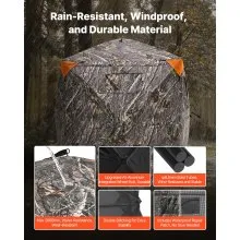 VEVOR Hunting Blind, 270° See Through Ground Blind, 1-2 Person Pop Up Deer Blind for Hunting with Carrying Bag, Portable Resilient Hunting Tent, 3 Horizontal Windows for Turkey and Deer Hunting
