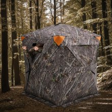 VEVOR Hunting Blind, 270° See Through Ground Blind, 1-2 Person Pop Up Deer Blind for Hunting with Carrying Bag, Portable Resilient Hunting Tent, 3 Horizontal Windows for Turkey and Deer Hunting