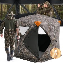 VEVOR Hunting Blind, 270° See Through Ground Blind, 1-2 Person Pop Up Deer Blind for Hunting with Carrying Bag, Portable Resilient Hunting Tent, 3 Horizontal Windows for Turkey and Deer Hunting