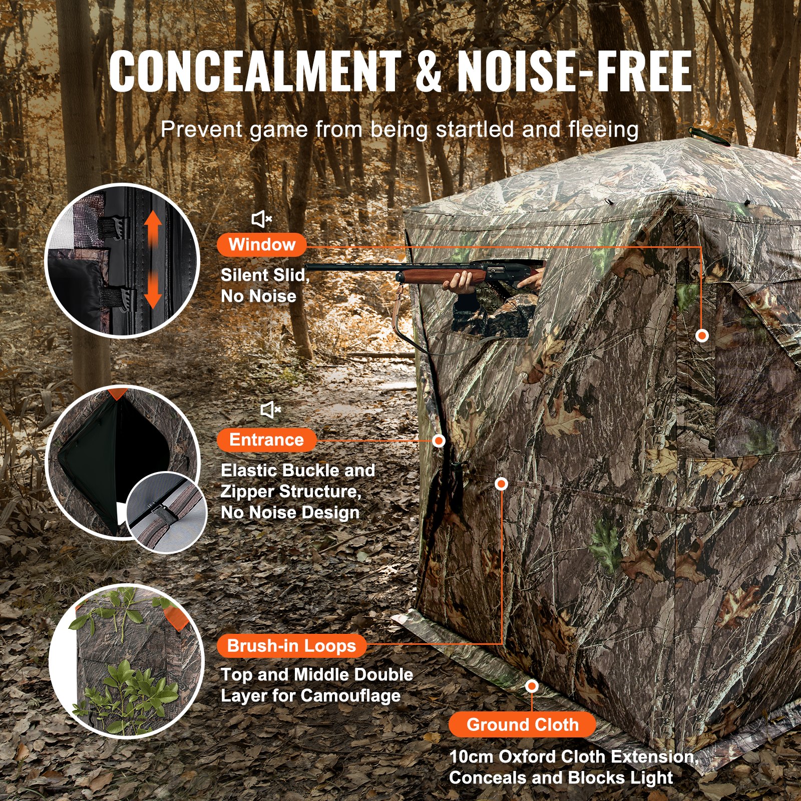 VEVOR Hunting Blind 270° See Through Ground Blind 3 Windows Mesh για 1-2 άτομα