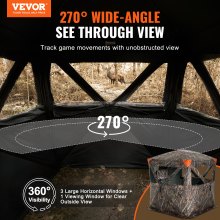 VEVOR Hunting Blind, 270° See Through Ground Blind, 2-3 Person Pop Up Deer Blind for Hunting with Carrying Bag, Portable Resilient Hunting Tent, 3 Horizontal Windows for Turkey and Deer Hunting