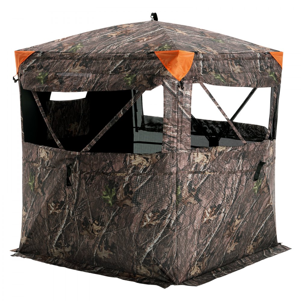 VEVOR Hunting Blind, 270° See Through Ground Blind, 1-2 Person Pop Up Deer Blind for Hunting with Carrying Bag, Portable Resilient Hunting Tent, One-Way See-Through Mesh for Turkey and Deer Hunting