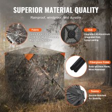 VEVOR Hunting Blind, 270° See Through Ground Blind, 1-2 Person Pop Up Deer Blind for Hunting with Carrying Bag, Portable Resilient Hunting Tent, One-Way See-Through Mesh for Turkey and Deer Hunting