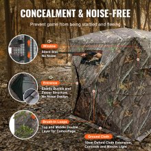 VEVOR Hunting Blind, 270° See Through Ground Blind, 1-2 Person Pop Up Deer Blind for Hunting with Carrying Bag, Portable Resilient Hunting Tent, One-Way See-Through Mesh for Turkey and Deer Hunting