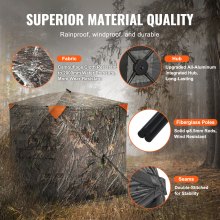 VEVOR Hunting Blind 270° See Through Ground Blind One-Way Mesh for 1-2 Person