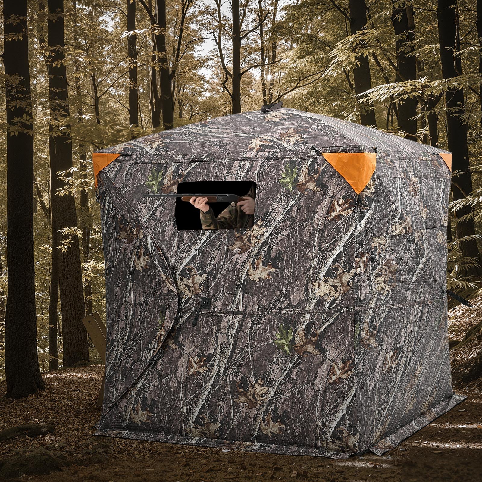 VEVOR Hunting Blind, 270° See Through Ground Blind, 2-3 Person Pop Up Deer Blind for Hunting with Carrying Bag, Portable Resilient Hunting Tent, One-Way See-Through Mesh for Turkey and Deer Hunting