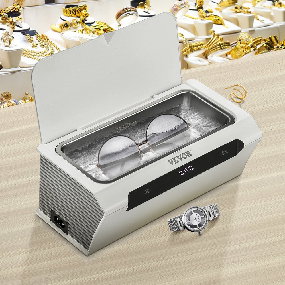 VEVOR Ultrasonic Jewelry Cleaner, 45 kHz 500ML, Professional Ultra Sonic Cleaner w/Touch Control, Digital Timer, Cleaning Basket, Stainless Steel Ultrasound Cleaning Machine for Watches Glasses