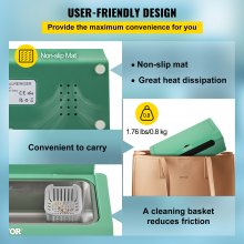 VEVOR Ultrasonic Cleaner Ultrasound Cleaning Machine 500ML Green for Jewelry