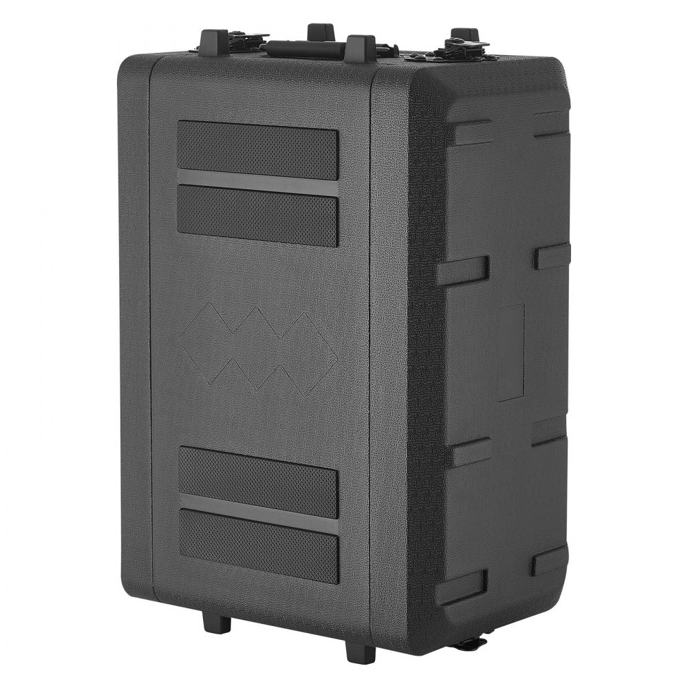 VEVOR 4U Rack Case, 12 in Depth, Rackmount Flight Case Shallow Rack with Microphone Compartment, Polyethylene Construction, Recessed Latches, Easy Installation, for Amplifier, 8.7 in Internal Depth