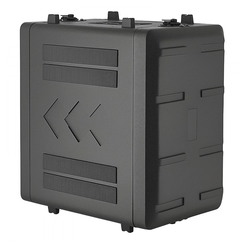 VEVOR 6U Rack Case, 15 in Depth, Rackmount Flight Case Shallow Rack with Microphone Compartments, Polyethylene Construction, Recessed Latches, Easy Installation, for Amplifier, 13.8 in Internal Depth