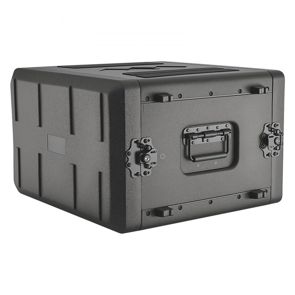 VEVOR 6U Rack Case, 15 in Depth, Rackmount Flight Case Shallow Rack with Microphone Compartments, Polyethylene Construction, Recessed Latches, Easy Installation, for Amplifier, 13.8 in Internal Depth