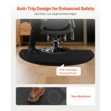 VEVOR Salon Mat for Hair Stylist 3 x 5 FT Semicircle Salon Chair Mat 1/2" Thick