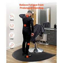 VEVOR Salon Mat for Hair Stylist 3 x 4 FT Semicircle Salon Chair Mat 1/2" Thick