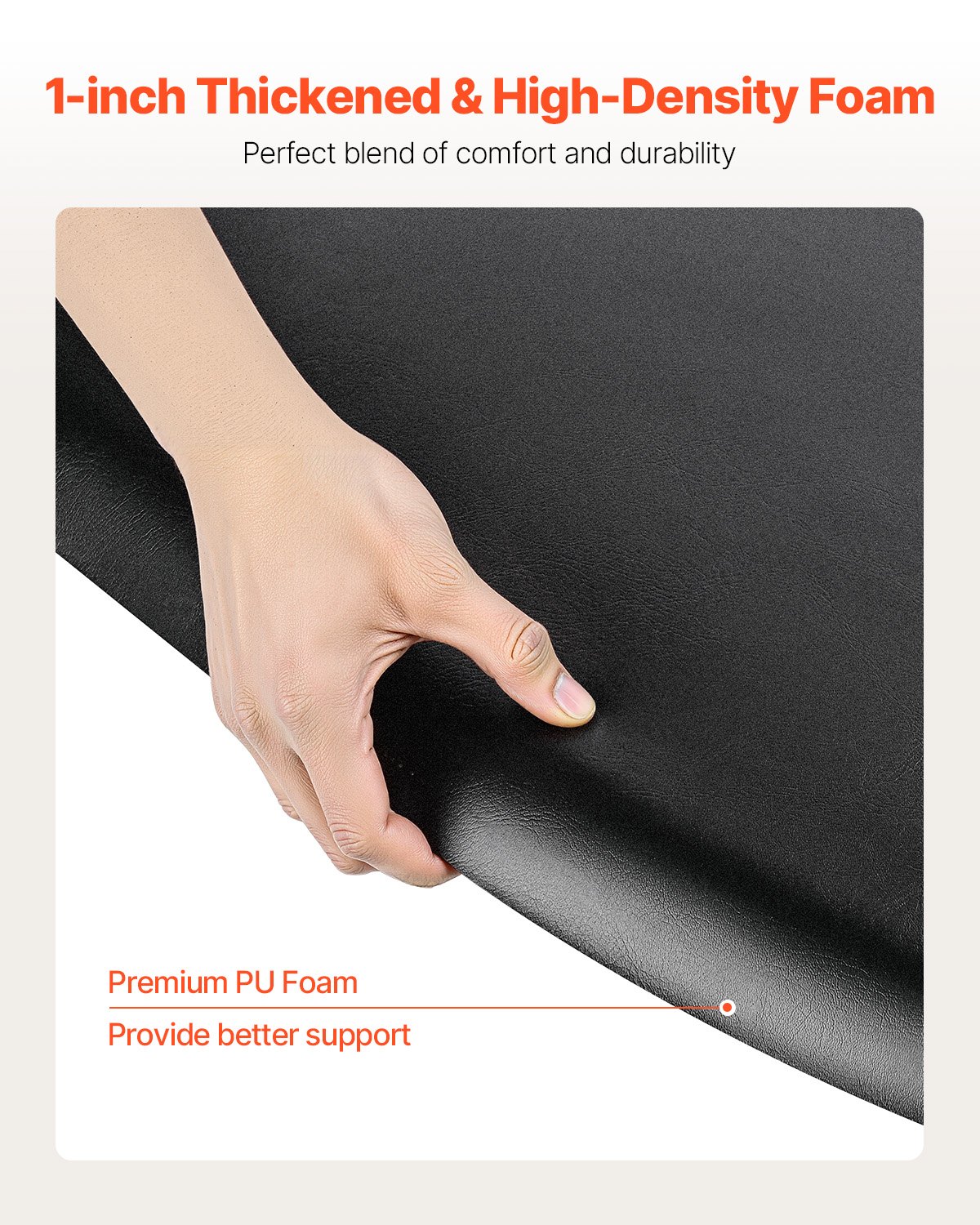 VEVOR Salon Mat for Hair Stylist, 1220 x 930 mm Semi-circle Salon Chair Mat, 25mm Thickened Anti Fatigue Barber Shop Floor Mat with Round Cut Out, Easy-to-Clean PVC Surface & Anti-Trip Beveled Edges