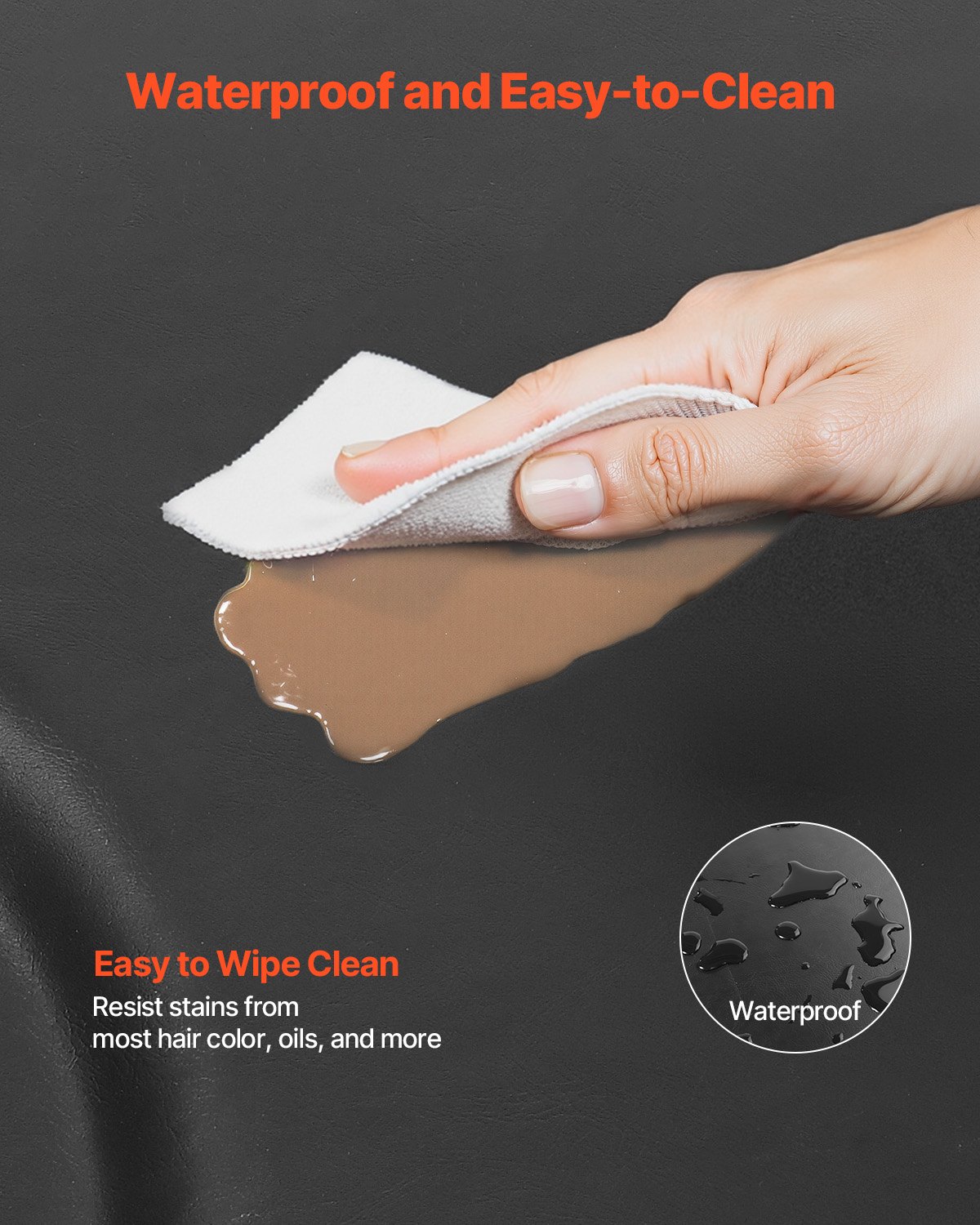 VEVOR Salon Mat for Hair Stylist, 1220 x 930 mm Semi-circle Salon Chair Mat, 25mm Thickened Anti Fatigue Barber Shop Floor Mat with Round Cut Out, Easy-to-Clean PVC Surface & Anti-Trip Beveled Edges