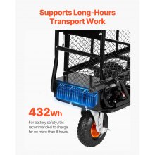 Vevor Electric Utility Cart, 500lbs Capacity Power Wagon, 36V 432W Battery Powered Steel Garden Cart with Brake, Heavy Duty Electric Assist Wagon, Material