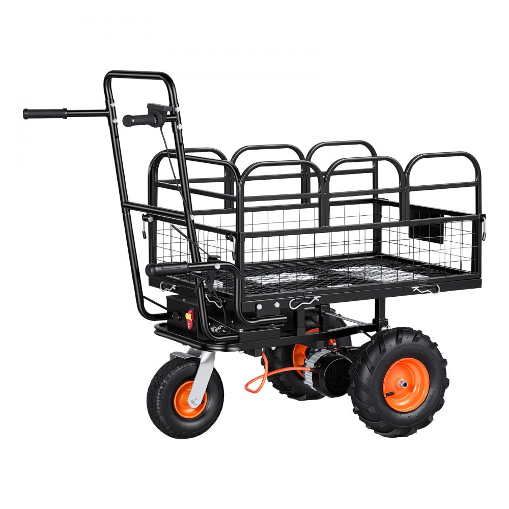 VEVOR Electric Utility Cart, 36V 432Wh Battery Powered Electric Wagon, 500W Power Wheelbarrow with Brake, 500 lbs Load Heavy Duty Steel Garden Cart for Farm and Yard All Purpose Modular Cargo Bed