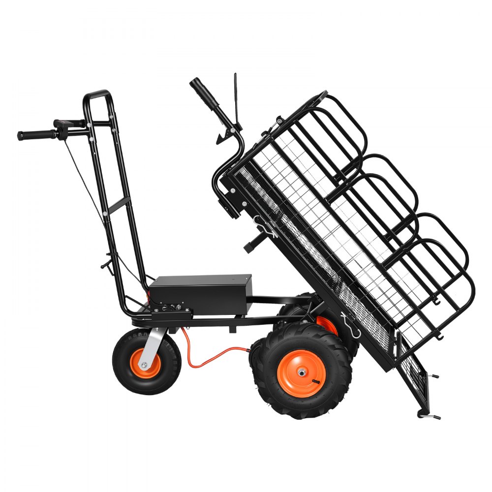 VEVOR Electric Utility Cart, 36V 432Wh Battery Powered Electric Wagon, 500W Power Wheelbarrow with Brake, 500 lbs Load Heavy Duty Steel Garden Cart for Farm and Yard All Purpose Modular Cargo Bed