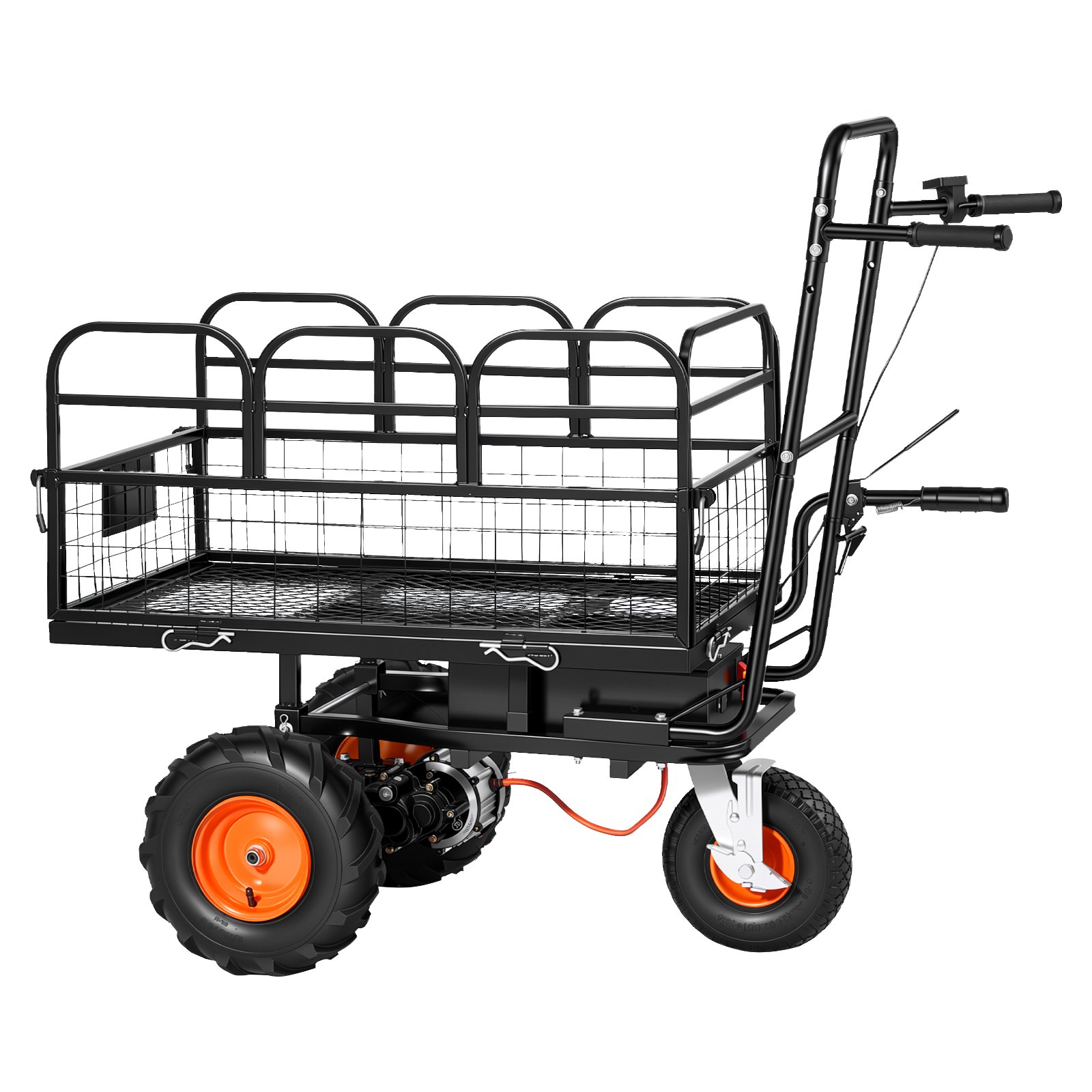 VEVOR Electric Utility Cart, 36V 432Wh Battery Powered Electric Wagon, 500W Power Wheelbarrow with Brake, 500 lbs Load Heavy Duty Steel Garden Cart for Farm and Yard All Purpose Modular Cargo Bed