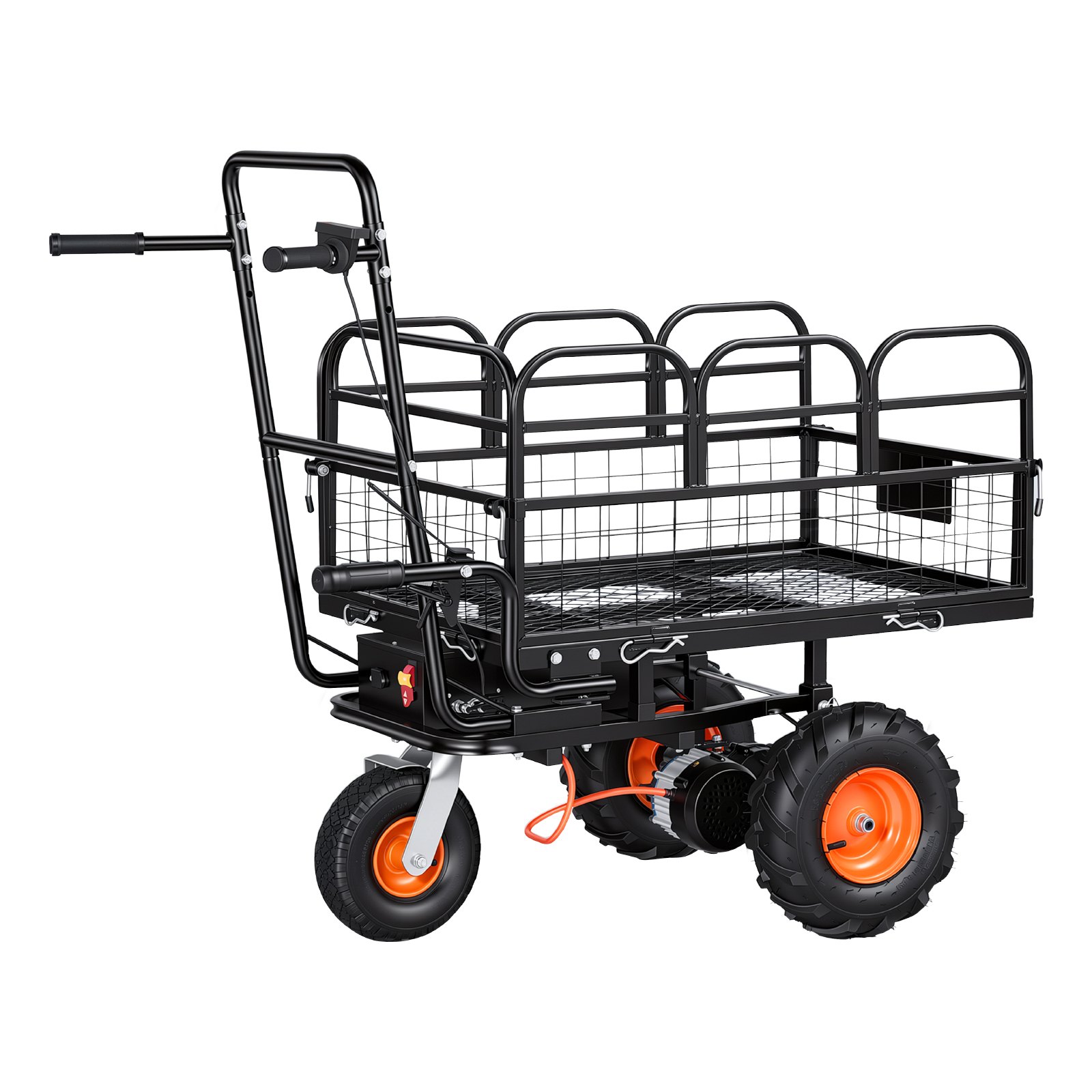 VEVOR Electric Utility Cart, 36V 432Wh Battery Powered Electric Wagon, 500W Power Wheelbarrow with Brake, 500 lbs Load Heavy Duty Steel Garden Cart for Farm and Yard All Purpose Modular Cargo Bed
