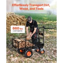 VEVOR Electric Utility Cart, 660lbs Capacity Power Wagon, 36V 432W Battery Powered Steel Garden Cart with Brake, Heavy Duty Electric Assist Wagon, Material Hauler, Wheelbarrow for Farm & Garden