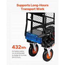 VEVOR Electric Utility Cart, 660lbs Capacity Power Wagon, 36V 432W Battery Powered Steel Garden Cart with Brake, Heavy Duty Electric Assist Wagon, Material Hauler, Wheelbarrow for Farm & Garden