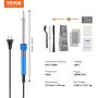 VEVOR plastic welding kit with 8.2 inch hot-100w iron, accessories, and specifications on display.