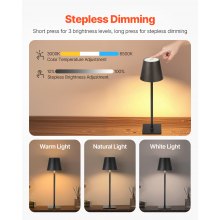 Cordless Table Lamp 2-Pack 5200mAh Built-in Rechargeable Battery Desk Lamp Black