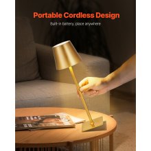 Cordless Table Lamp 2-Pack 5200mAh Built-in Rechargeable Battery Desk Lamp Gold