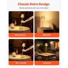 Cordless Table Lamp 2-Pack 5200mAh Built-in Rechargeable Battery Desk Lamp Gold