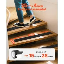 Cinta antideslizante VEVOR de 35 pies x 4 pulgadas con agarre de tracción para escalones de escaleras