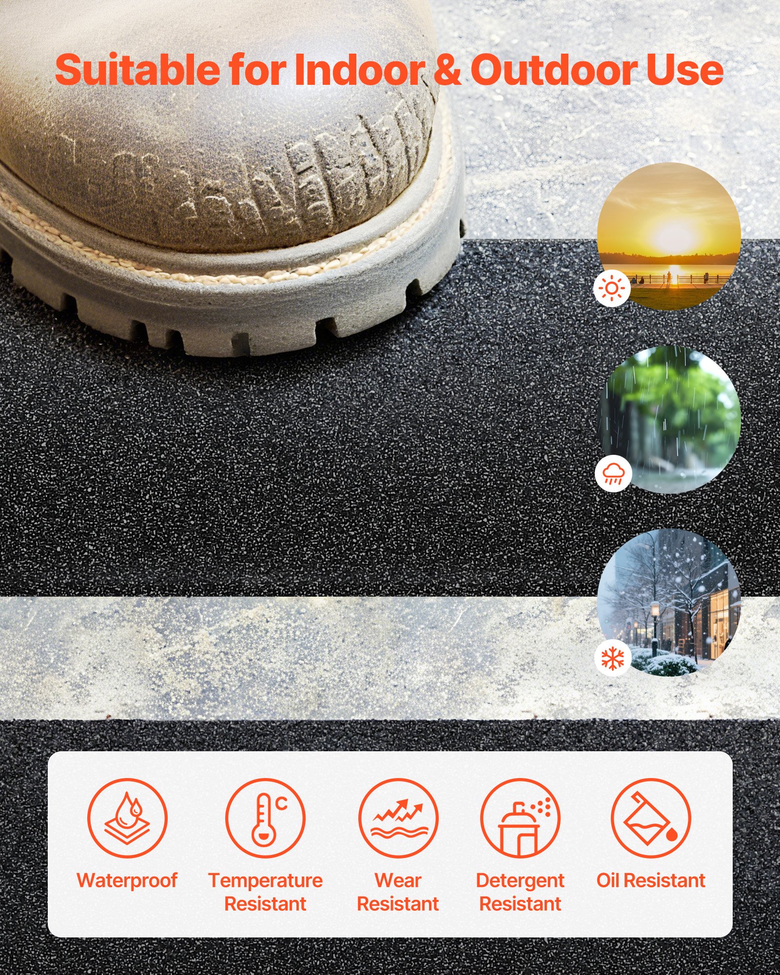VEVOR Anti-Slip Tape, 35 FT x 4 inch Non Slip Grip Tape for Stairs Steps, 80-Grit Aluminum Oxide High Traction Non-Skid Stair Treads with Strong Adhesive Backing, Suitable for Indoor & Outdoor Use