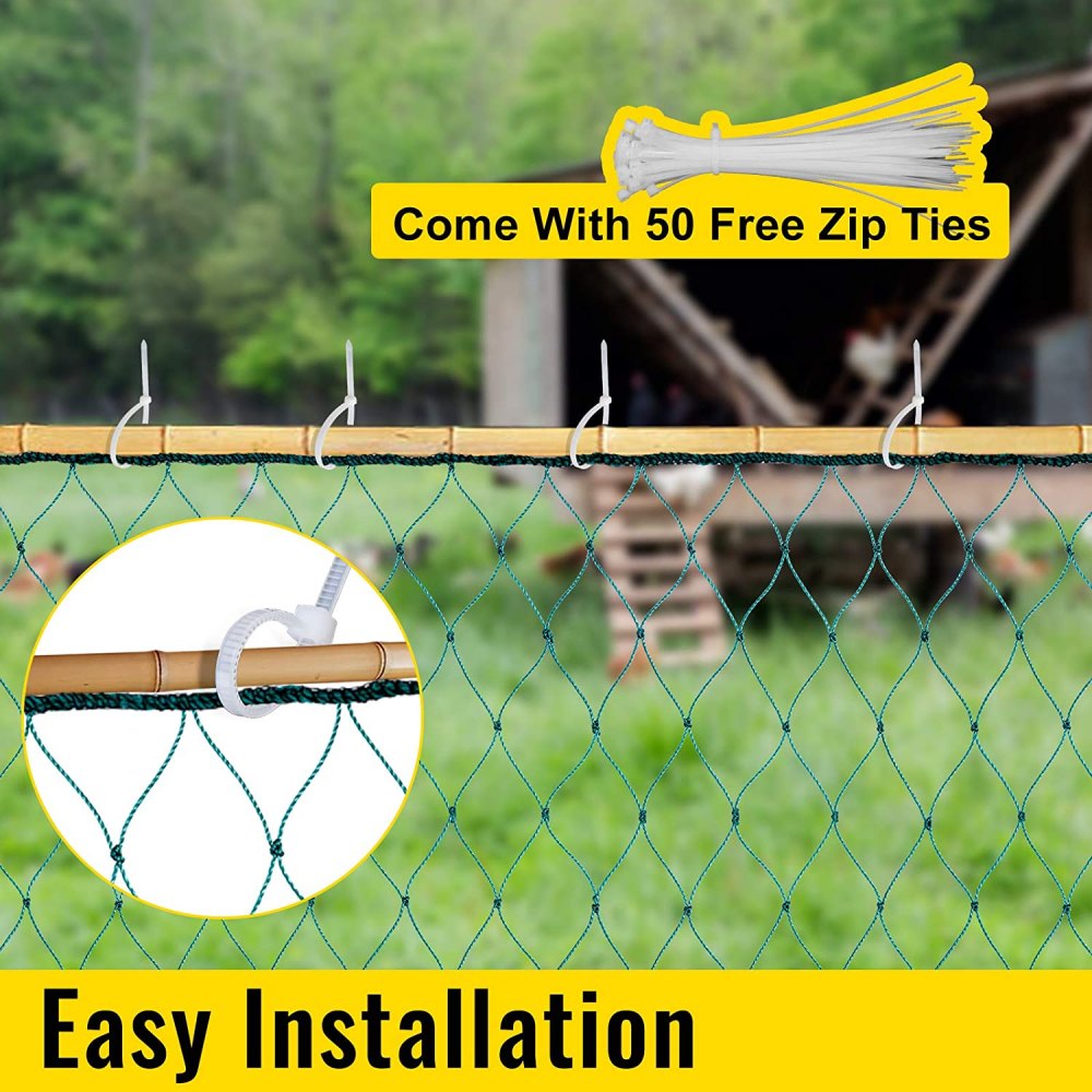 VEVOR [Resistente] Red de jardín de PE 25FT50FT Red de pájaros Malla de 2 pulgadas con bordes recortados reforzados, Durable [5KG] Malla de malla para valla Piscina Estanque Red adecuada para pradera, huerta, piscina de peces