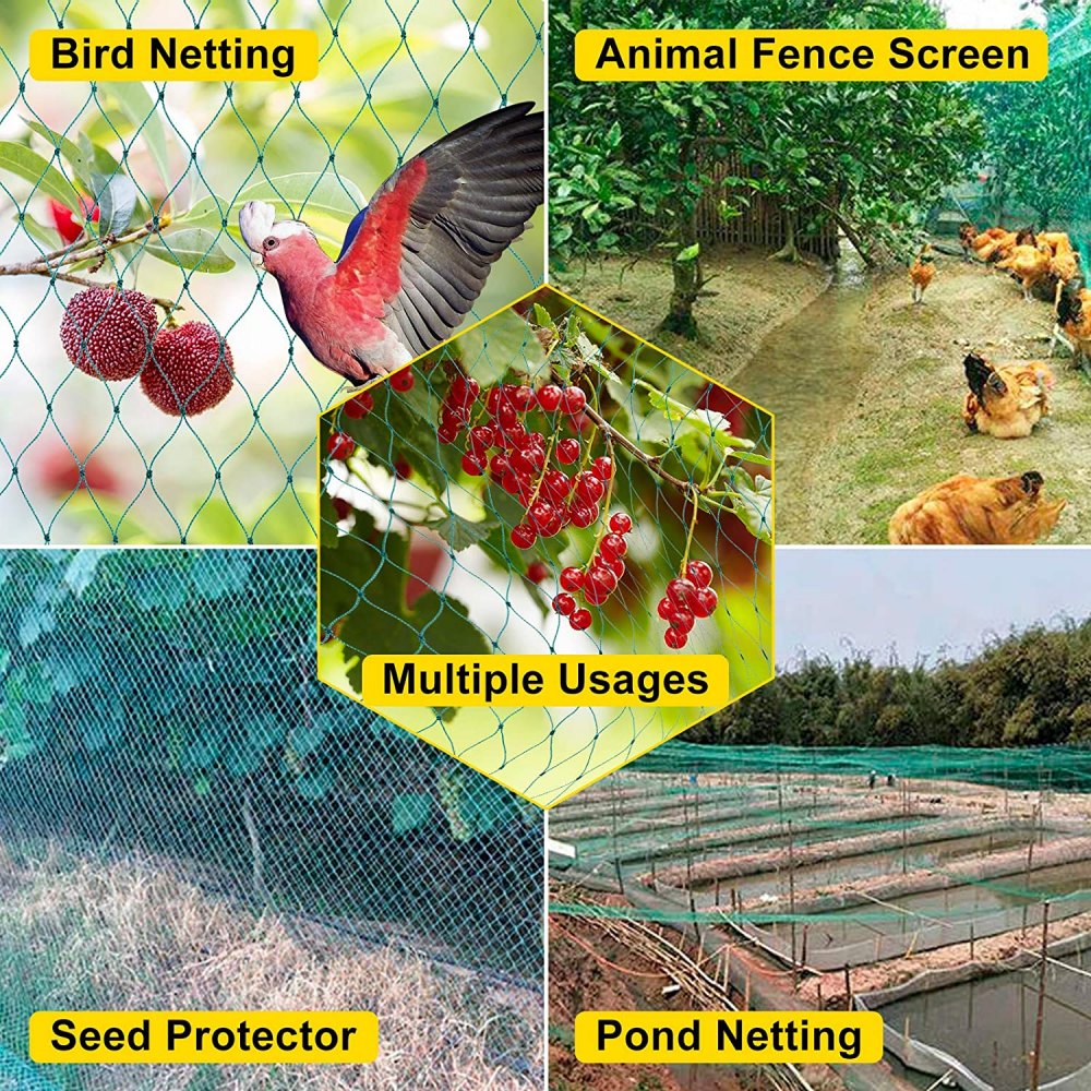 VEVOR [Resistente] Red de jardín de PE 25FT50FT Red de pájaros Malla de 2 pulgadas con bordes recortados reforzados, Durable [5KG] Malla de malla para valla Piscina Estanque Red adecuada para pradera, huerta, piscina de peces