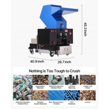 VEVOR Plastic Shredder Crusher 5.5KW Granulator Recycling Machine 220V 3-Phase