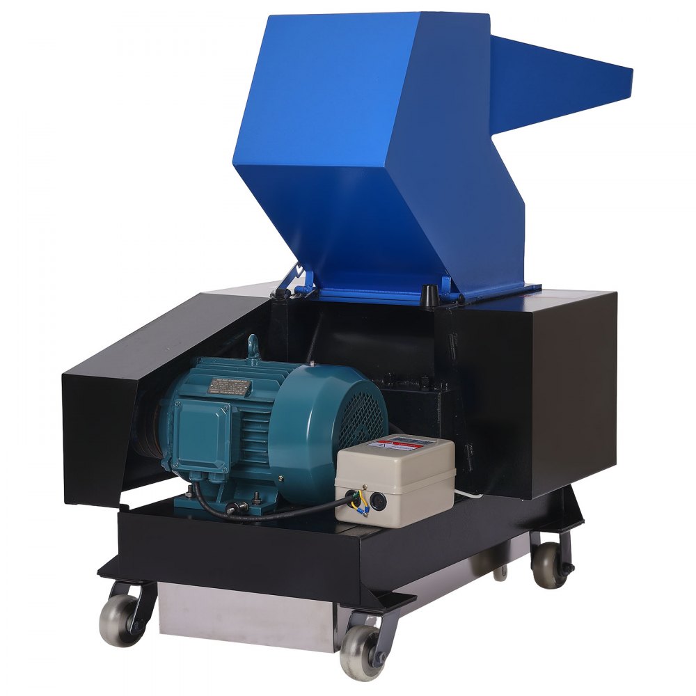 VEVOR Plastic Shredder Crusher, 10HP/7.5KW Plastic Grinder Granulator, 250-450kg/h Capacity Pulverizer Recycling Machine with Wheels, SDK-11 Blade & 10mm Mesh for PVC PTFE (220V 60Hz 3-Phase)